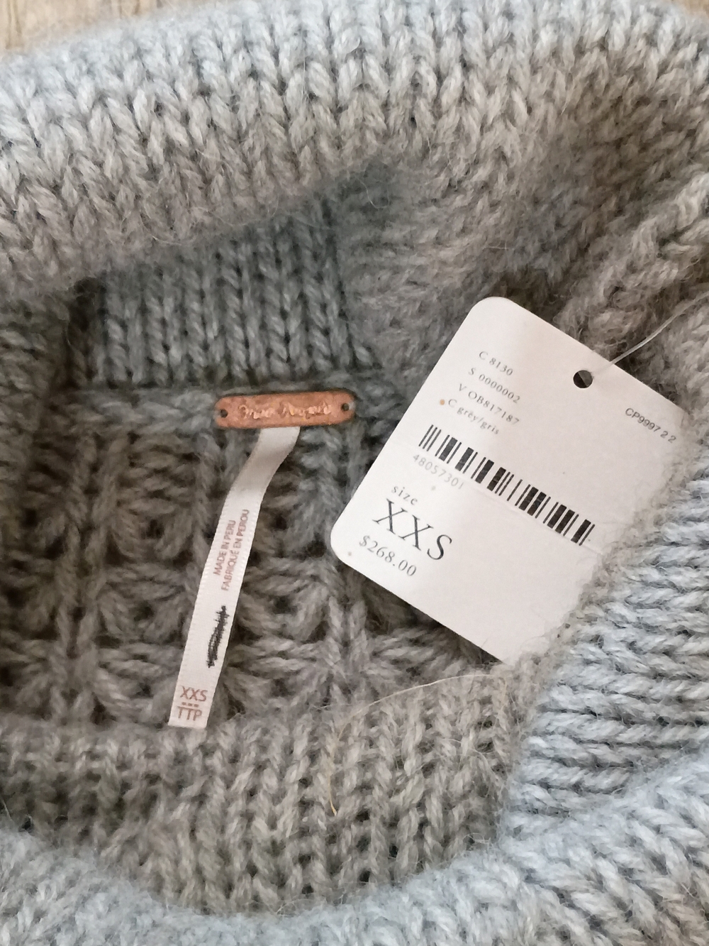 Free People Cozy Cable-Knit Turtleneck Sweater Dress Gray XXS - Picture 9 of 9